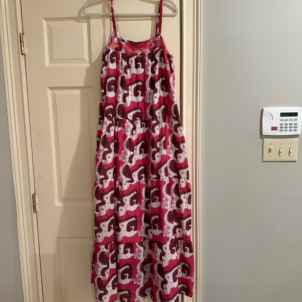 Pink and White Patterned Maxi Dress